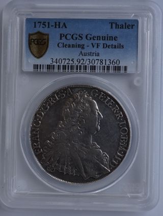 Austria Thaler 1751,  Franz I Crowned Imperial Double Eagle,  Pcgs Graded photo