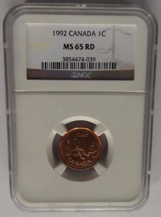 1992 Canada One Cent Ngc Ms65 Rd Double Dated 1867 - 1992 Copper Penny photo
