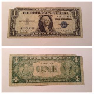 Vintage Star 1935 - H $1 Silver Certificate One Dollar Note Washington Blue Seal photo