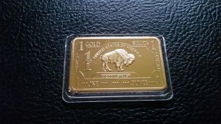 1 Oz 100 Millls.  999 Fine Gold Buffalo Bar Bullion Chrsitmas photo