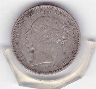 1881 Queen Victoria Sterling Silver Shilling British Coin photo