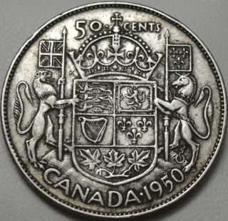 1950 50c Canada 50 Cents,  No Design,  Canadian Half Dollar,  Silver,  9153 photo