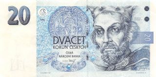 Czech Republic 20 Korun 1994 P 10a Series A Circulated Banknote Ef11 photo