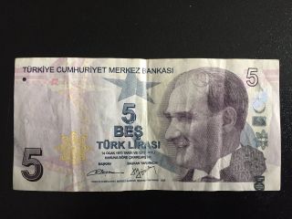 1x 5 Turkish Lira Banknote Commemorative Collectible Paper Money/clean photo