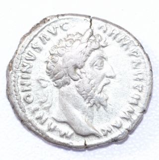 Rare Authentic Marcus Aurelius,  Ar Silver Denarius,  Roman Coin,  Rv.  Pax - A884 photo