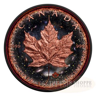 Logarithmic Universe Maple 2016 1 Oz Silver Maple Leaf Coin Ruthenium Rose Gold photo