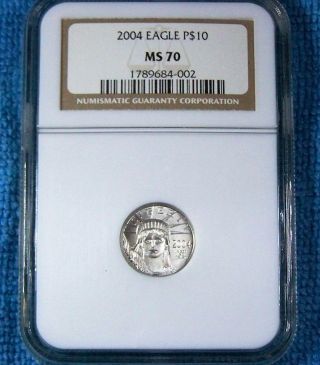 2004 P$10 Platinum Eagle 1/10 Ounce Ngc Ms70 $390 Ngc Price photo