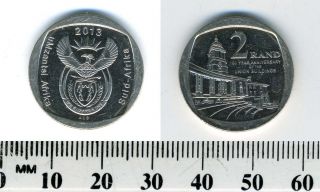 South Africa 2013 - 2 Rand Nickel Plated Copper Coin - 100th Ann Union Buildings photo