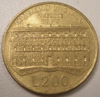 1990 Italy 200 Lire Coin Lqqk photo