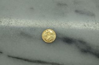 10k Gold Mini Coin Eagle & Liberty Design 9.  8mm 0.  3 Grams photo