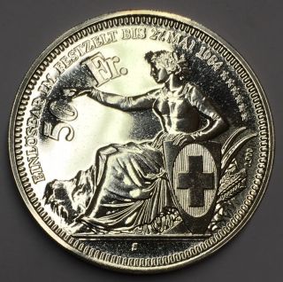 Scarce Zurich Switzerland 1984 50 Francs Swiss Shooting Thaler Silver Crown Coin photo