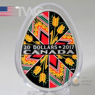 Canada 2017 20$ Traditional Ukrainian Pysanka 1oz Proof Silver Coin photo