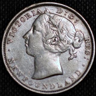 Newfoundland.  20 Cents 1889.  Queen Victoria.  Km 4.  Silver Coin. photo