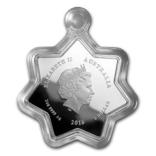 2016 Australia 1 Oz Silver Christmas Candle $1 Coin Star Shaped Holiday Ornament photo