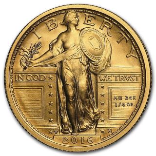 2016 W 100th Anniversary Standing Liberty Quarter 9999 Pure Gold $574.  88 photo