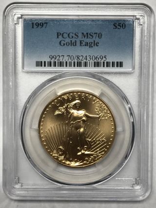 1997 $50 Gold Eagle Pcgs Ms70 1 Oz Rare photo