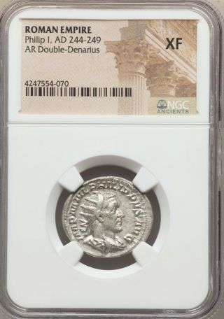 Philip I Ad 244 - 249 Ar Antoninianus - Double Denarius - Rome Ngc Xf (54 - 070) photo