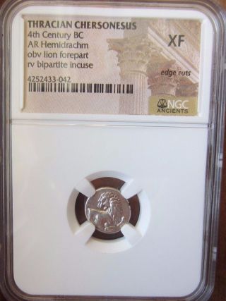 Thrace Chersonesus Ca 386 - 338 Bc Silver Ancient Coin Hemidrachm Ngc Xf Edge Cuts photo