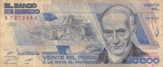 Mexico 20,  000 Pesos 1.  2.  1988 P 92a Series Dd Prefix M Circulated Banknote photo