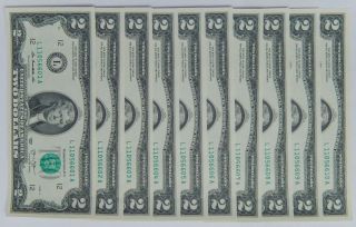 10x $2 Uncirculated Sequential Serial Numbers Two Dollar Bills $20 Fv 2013 Nr 17 photo