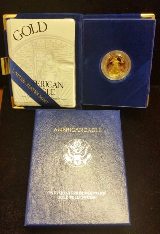 1994 - W 1/4 Oz $10 Proof American Gold Eagle - Box And photo