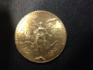 Mexico 1947 50 Pesos Gold Coin, photo