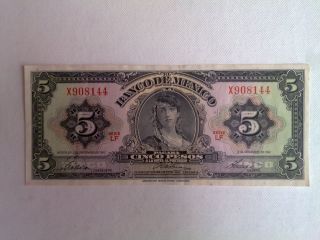 5 Peso Mexico Banknote 1961 Cir.  Gypsy Abnc photo