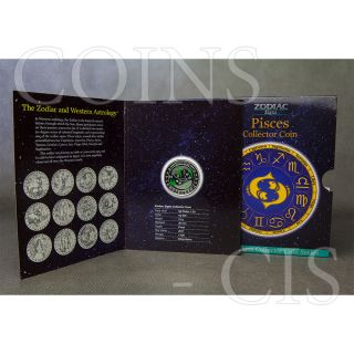 Cook Islands 2011 1$ Zodiac Signs Neptune - Pisces Proof Silver Coin photo