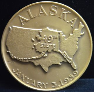 Official 1959 Alaska Statehood Bronze Medal Medallic Art Co. photo