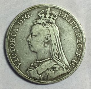 Great Britain 1889 Crown Silver Coin photo