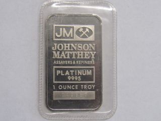 1 Oz Platinum Johnson Matthey Bar.  9995 Fine In Open Plastic Plat photo