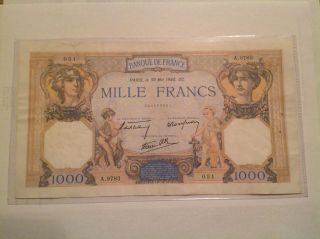 France 1000 Francs 1940 Vf, photo