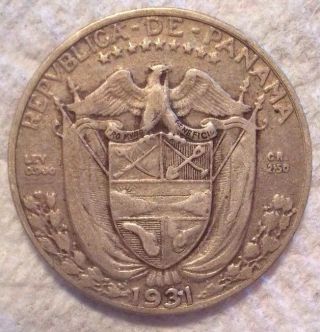 1931 Panama 1/10 Balboa Km 10.  1.  900 Silver Coin photo