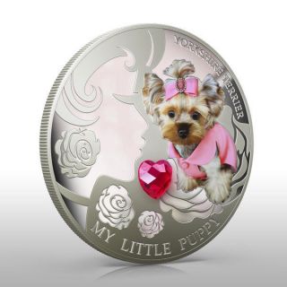 Fiji 2013 2$ Dogs & Cats - My Little Puppy Yorkshire Terrier Proof Silver Coin photo