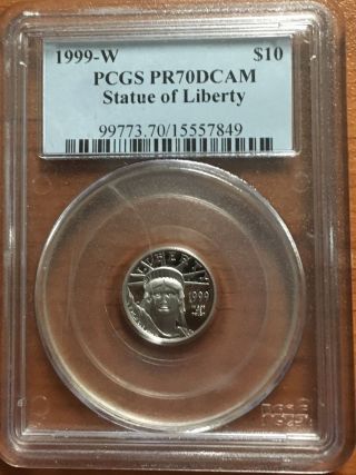 1999 Pcgs Pf70 $10 Platinum Eagle (1/10th Oz.  Coin) photo
