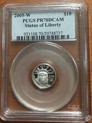 2005 Pcgs Pf70 $10 Platinum Eagle (1/10th Oz.  Coin) photo