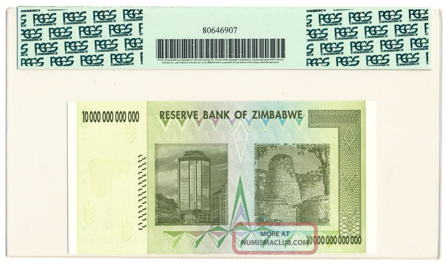 Zimbabwe 10 Trillion Dollars 2008 Pcgs 67 Ppq Gem S/n Aa 4752828