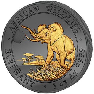 Somalia 2016 100 Shillings Elephant Golden Enigma Edition 2016 Bu Silver Coin photo