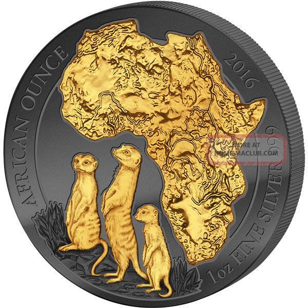 Rwanda 2016 50 Francs Golden Enigma African Meerkat 1ozbu Silver Coin Africa photo