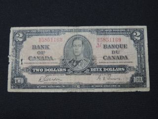 1937 $2 Dollar Bill Bank Note Canada N/b5851169 Gordon - Towers Vg photo
