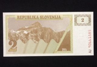 Slovenia Unc 2 Tolar 1990 Banknote World Currency Paper Money photo
