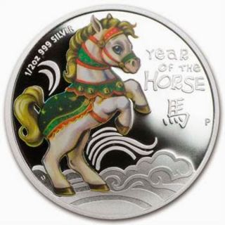 Tuvalu 2014 50 Cents Baby Horse 2012 1/2 Oz Proof Silver Coin photo