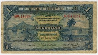 Trinidad And Tobago 1939 Issue 1 Dollar Note. photo