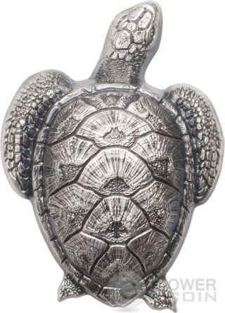 Sea Turtle Shaped Silver Coin 10$ Palau 2017 photo