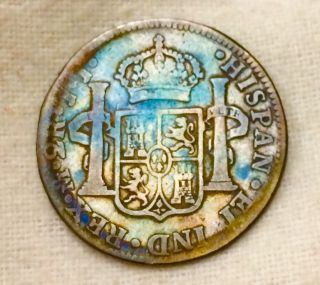 1821 Mo J.  J Mexico Silver 2 Reales Ferdinand Vii - Toned photo