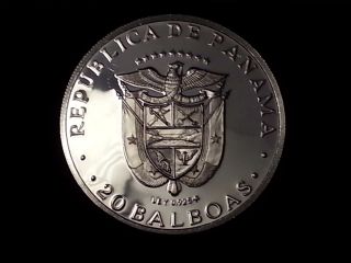 1977 Panama 20 Balboas Proof Silver Coin (ln23) photo