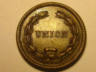 1863,  Liberty In Wreath.  Union In Wreath.  Almost Uncirculated, photo