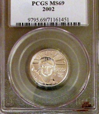 2002 (1/4oz) $25 Platinum American Eagle (pcgs Ms - 69) photo