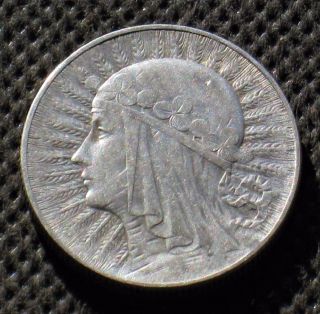 Old Silver Coin Of Poland 5 Zloty 1933 Jadwiga Second Republic Ag (b) photo