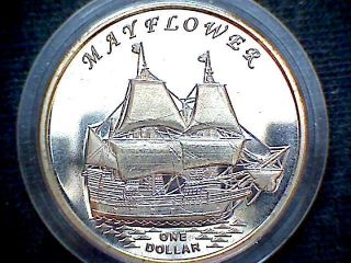 Gilbert Islands Kiribati 2014 Dollar,  Mayflower Sailing Ship Fantasy Coin photo